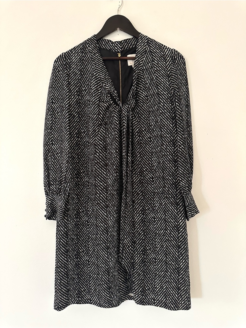 Kate Spade Herringbone Tie Neck Shift Dress size S